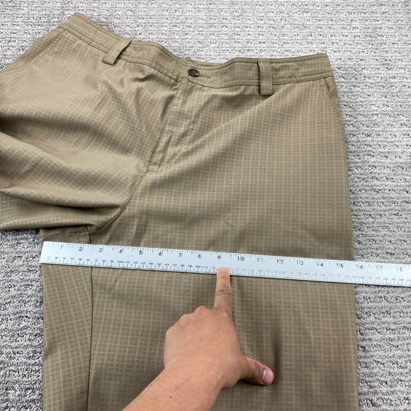 Adidas CLIMALITE Shorts Men 38 Brown Checkered Chino Short Pants Polyester Sport - Picture 14 of 15